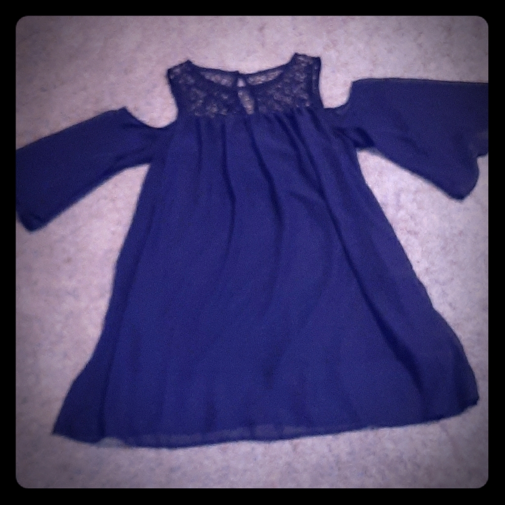 Navy cold shoulder dress